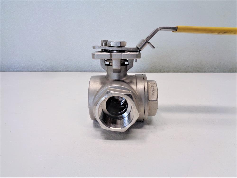 Sharpe 1-1/2" NPT 3-Way Ball Valve, Stainless Steel, Series 76